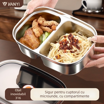 Cutie pentru prânz din oțel inoxidabil 304, cu capac, etanșă și fără scurgeri, pentru oameni de birou
