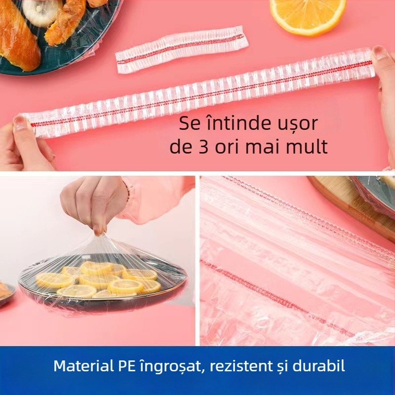 Set de pungă de unică folosință pentru prospețime, cu capace elastice pentru bol, acoperitoare pentru resturi alimentare și capac de duș cu deschidere elastică