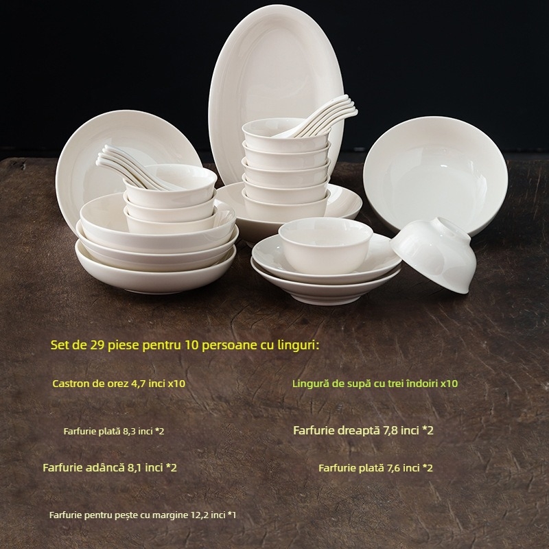 Set de veselă din porțelan pentru masă | compatibil universal, stil chinezesc, lucrat manual, 15-29 bucăți