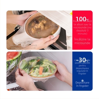Cap din plastic pentru folie alimentară, tip glisant, multifuncțional, de calitate alimentară, pentru boluri și farfurii, protecție împotriva prafului, pungă de conservare