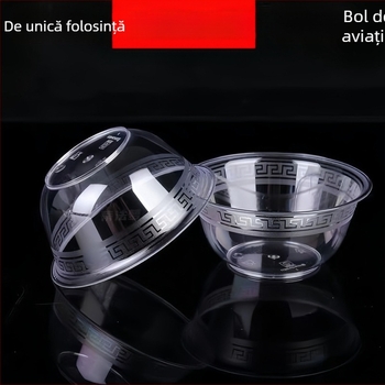 Vas transparent de unică folosință, gros, pentru supe, deserturi și fructe, de calitate alimentară