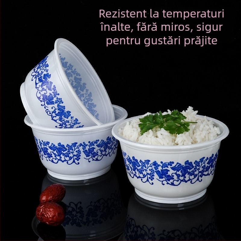 Boluri de plastic de unică folosință, set de 40 de bucăți, formă rotundă, model cu plante și flori