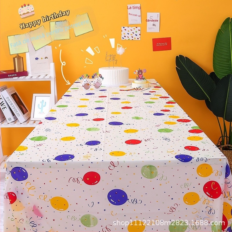 Față de masă de unică folosință, dreptunghiulară, rezistentă la apă și ulei, din plastic, pentru decor de ziua de naștere