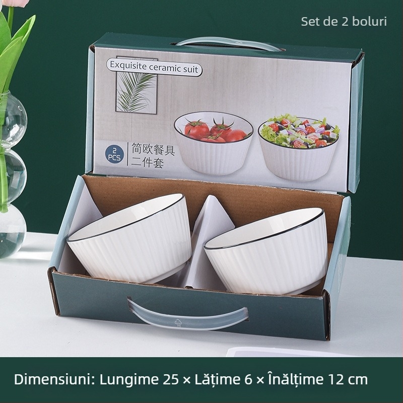 Set ceramic de masă antiaderent cu boluri, capacitate 300 ml, realizat manual, disponibil în seturi de 2–5 piese