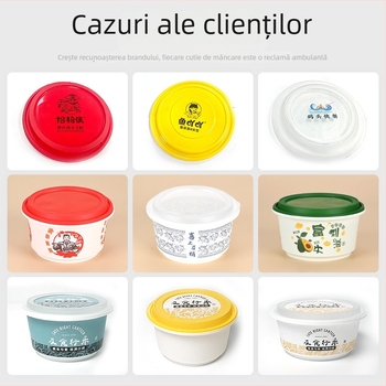 Cutie de unică folosință pentru take-out cu imprimare, personalizată, corp de bol îngroșat cu încuietoare anti-furt, material PP alimentar, compatibil cu microunde
