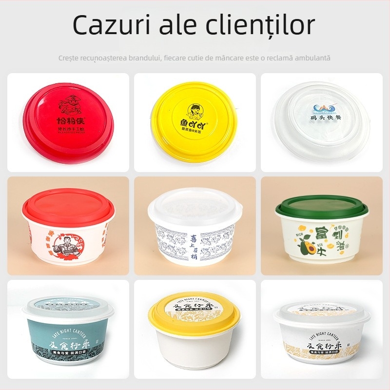 Cutie de unică folosință pentru take-out cu imprimare, personalizată, corp de bol îngroșat cu încuietoare anti-furt, material PP alimentar, compatibil cu microunde