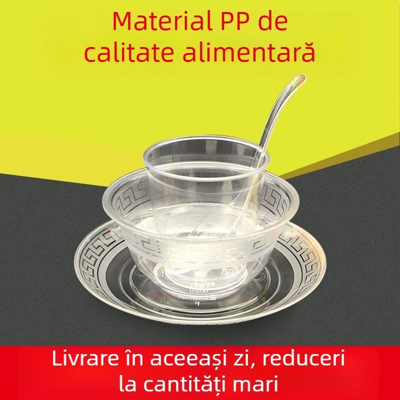Oak Set de veselă de unică folosință, 4 piese, cristal