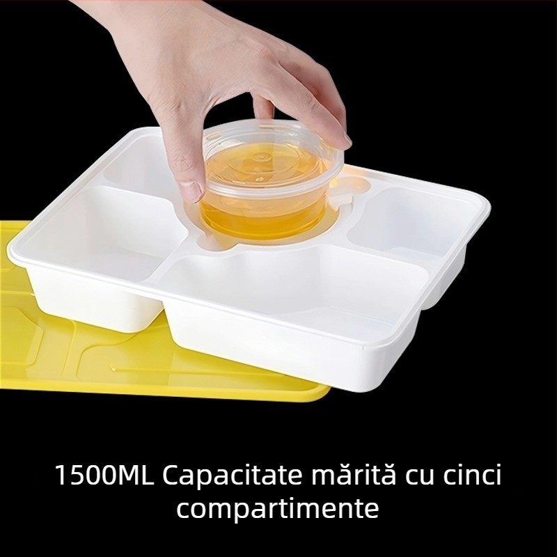 Healthy People cutie de prânz cu cinci compartimente, de unică folosință, încuietoare anti-furt, sigur în cuptorul cu microunde, material PP