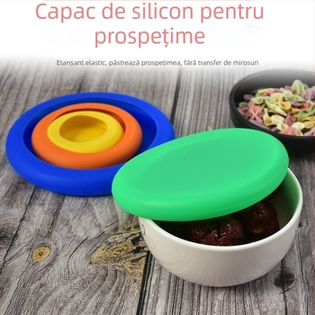 STUI Set de 4 capace din silicon pentru boluri ceramice – rotunde, etanșe, pentru frigider și cuptor cu microunde