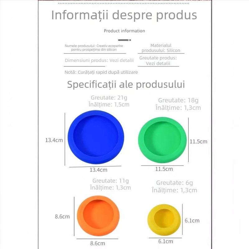 STUI Set de 4 capace din silicon pentru boluri ceramice – rotunde, etanșe, pentru frigider și cuptor cu microunde