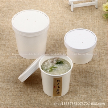 Bol de supă din hârtie, bol rotund pentru ambalare take-away; Material: hârtie; Biodegradabil: Da; Imprimare logo: Da; Personalizare: Da; Cuptor cu microunde: Nu; 500 seturi pe cutie