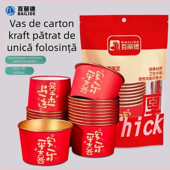 Set de veselă de unică folosință — boluri din hârtie Kraft, folie de aluminiu, hârtie acoperită alimentară, pachet de 10, formă rotundă