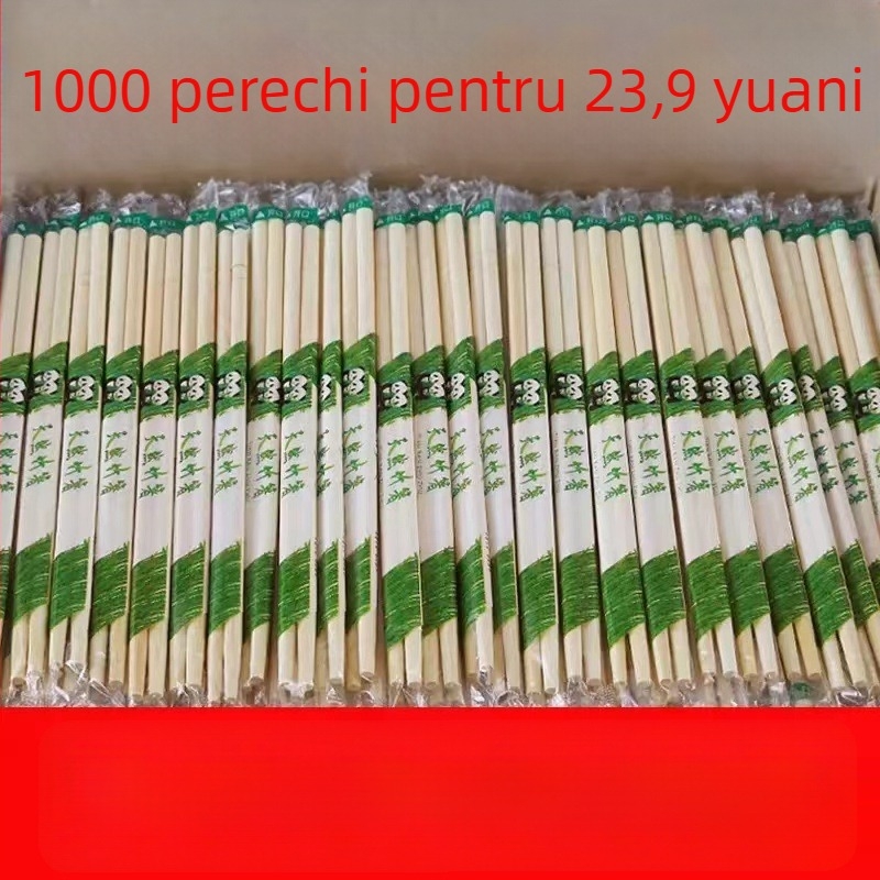 Bețișoare de unică folosință din bambus, stil chinezesc; 800–1600 perechi pe lot; imprimare logo disponibilă; nu sunt compatibile cu cuptorul cu microunde