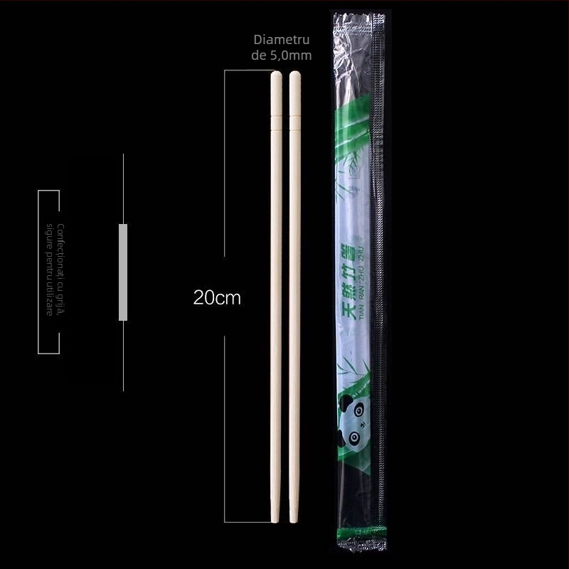 Bețișoare de unică folosință din bambus, stil chinezesc; 800–1600 perechi pe lot; imprimare logo disponibilă; nu sunt compatibile cu cuptorul cu microunde