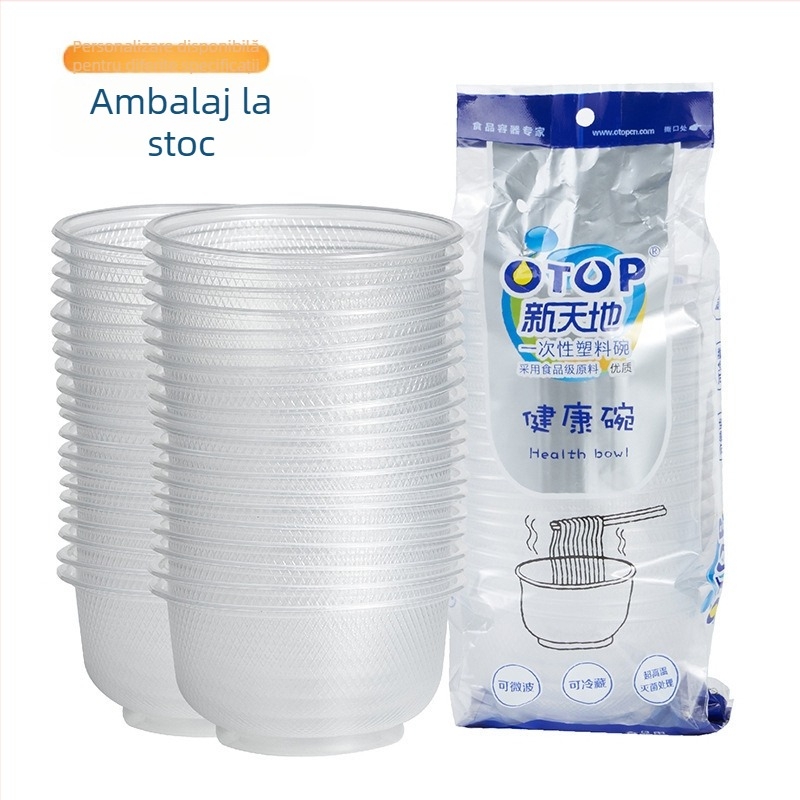 Boluri de plastic de unică folosință, 400 ml capacitate, formă rotundă, material plastic, cutie cu 36 de bucăți