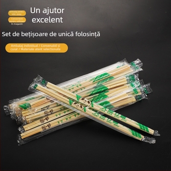 Bețișoare din bambus, de unică folosință, pentru ambalare restaurant take-out, ambalate individual, igienice, nerecomandate pentru cuptor cu microunde, biodegradabile.