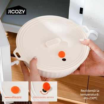 Capace din silicon alimentar pentru oale, boluri, farfurii și cești, anti-strop în cuptorul cu microunde, etanșe, reutilizabile.