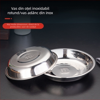 Farfurie adâncă pentru condimente din oțel inoxidabil, rotundă, compatibilă cu microunde, cu logo imprimat disponibil