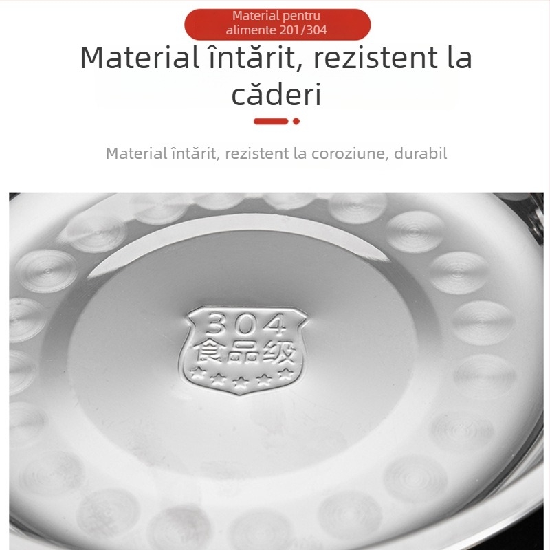 Farfurie adâncă pentru condimente din oțel inoxidabil, rotundă, compatibilă cu microunde, cu logo imprimat disponibil