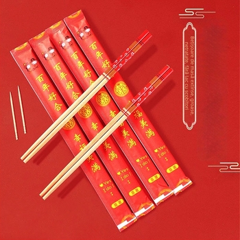 Bețișoare de unică folosință cu bol, bambus, pachet de 50 perechi, biodegradabile, imprimare cu logo, personalizare disponibilă