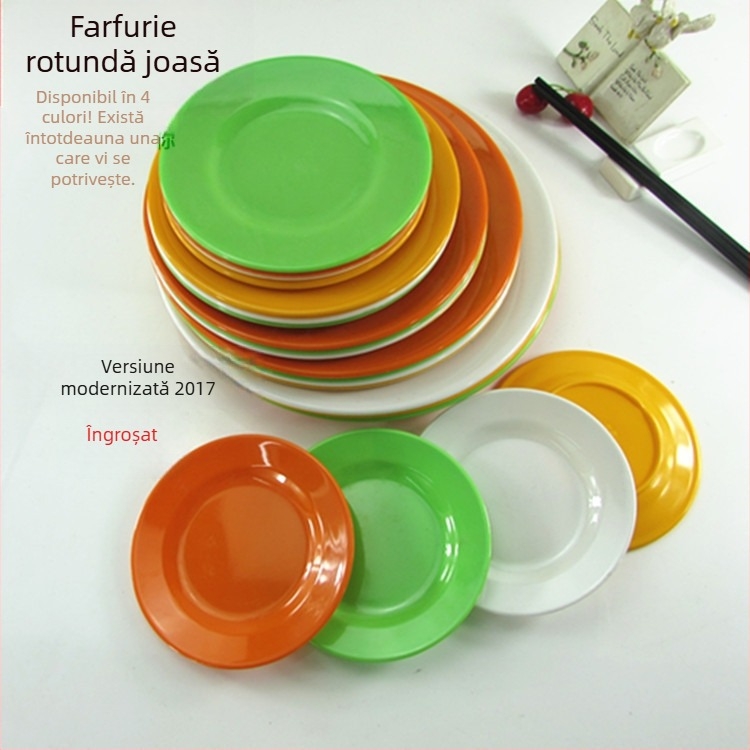 Set de farfurii rotunde din melamină colorată, cu grosime mare, pentru gustări și garnituri