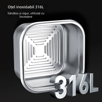 Cutie din oțel inoxidabil cu capac pentru păstrarea prospețimii, formă pătrată, capacitate 2,1–3 L, un singur strat, pentru uz casnic