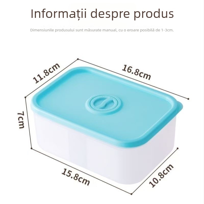 Cutie de depozitare din plastic, dreptunghiulară, multifuncțională, cu design adâncit și întărit, compatibilă cu microunde, pentru camping