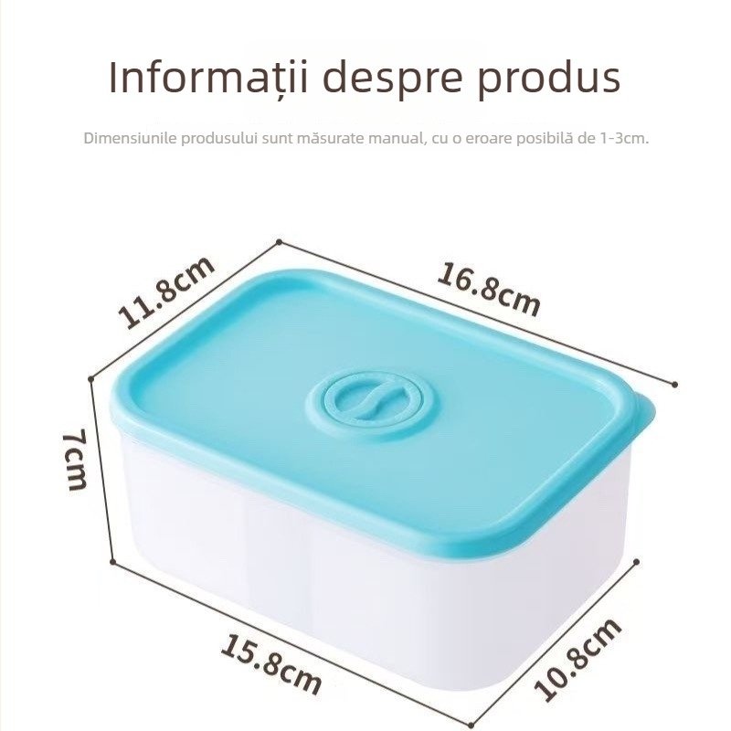 Cutie de depozitare din plastic, dreptunghiulară, multifuncțională, cu design adâncit și întărit, compatibilă cu microunde, pentru camping