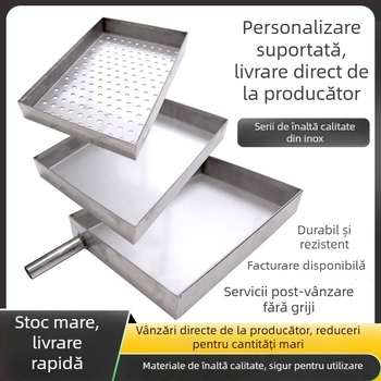 Farfurie dreptunghiulară, lucrată manual, din oțel inoxidabil 304, compatibilă cu microunde, stil chinezesc nou