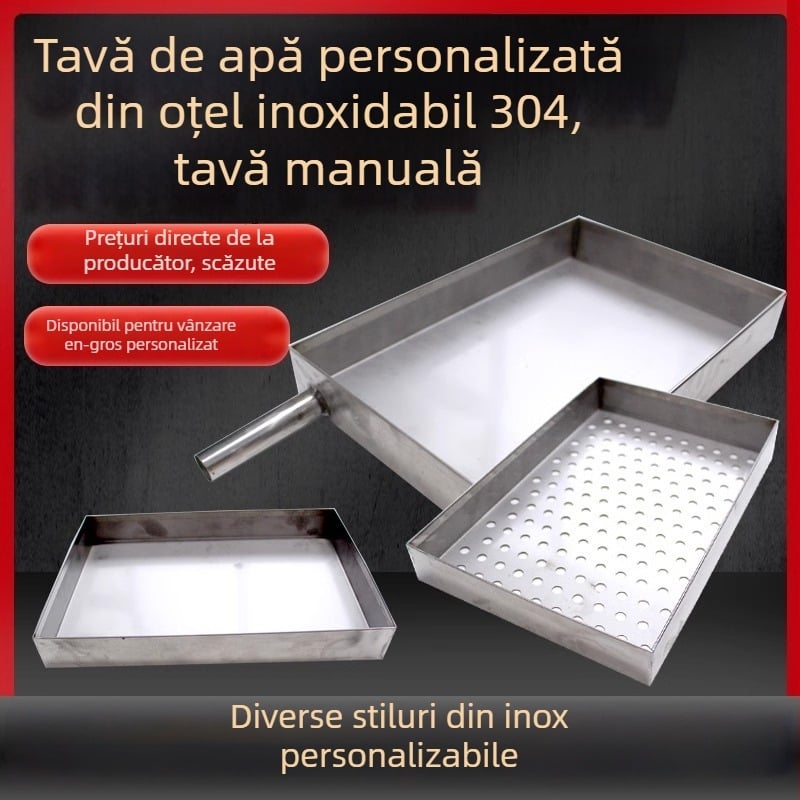 Farfurie dreptunghiulară, lucrată manual, din oțel inoxidabil 304, compatibilă cu microunde, stil chinezesc nou