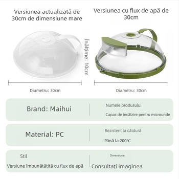 Capac de microunde anti-stropire, plastic termorezistent pentru încălzire și păstrarea prospețimii alimentelor; rezistent la ulei; brand Hui qisi; stil modern simplu (Material: plastic; Brand: Hui qisi; Stil: modern simplu)