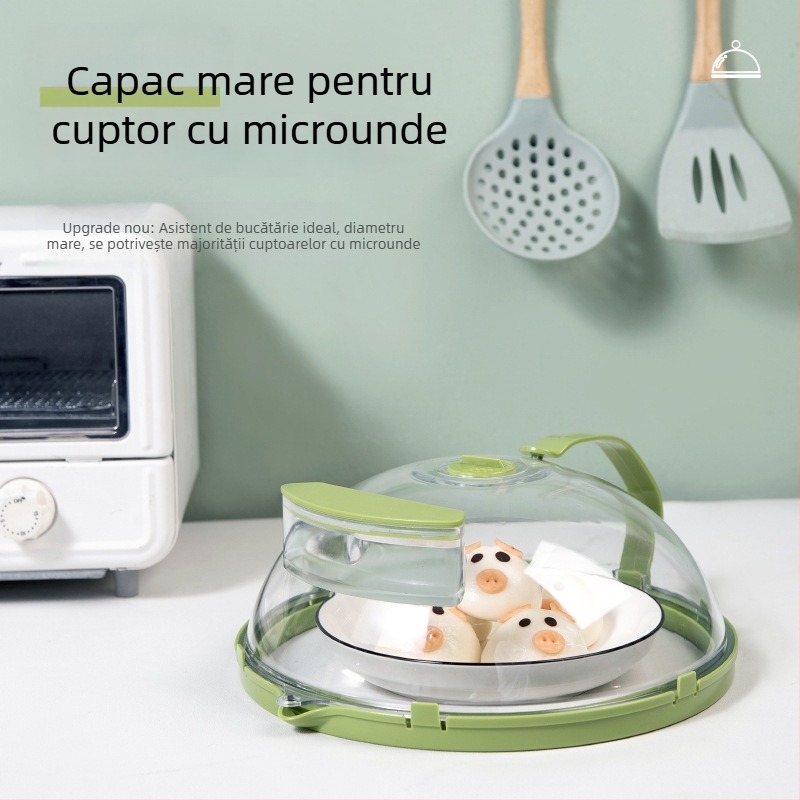 Capac de microunde anti-stropire, plastic termorezistent pentru încălzire și păstrarea prospețimii alimentelor; rezistent la ulei; brand Hui qisi; stil modern simplu (Material: plastic; Brand: Hui qisi; Stil: modern simplu)