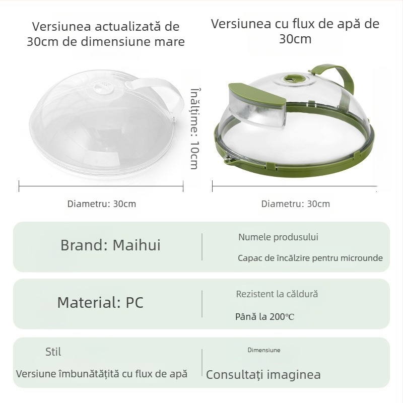 Capac de microunde anti-stropire, plastic termorezistent pentru încălzire și păstrarea prospețimii alimentelor; rezistent la ulei; brand Hui qisi; stil modern simplu (Material: plastic; Brand: Hui qisi; Stil: modern simplu)