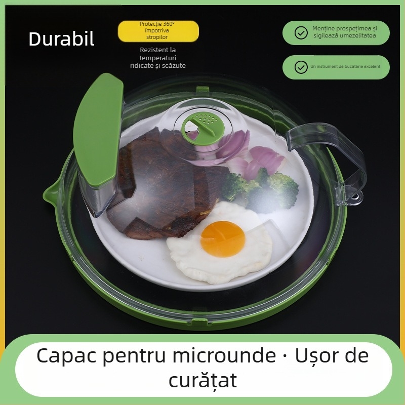 Capac de microunde anti-stropire, plastic termorezistent pentru încălzire și păstrarea prospețimii alimentelor; rezistent la ulei; brand Hui qisi; stil modern simplu (Material: plastic; Brand: Hui qisi; Stil: modern simplu)