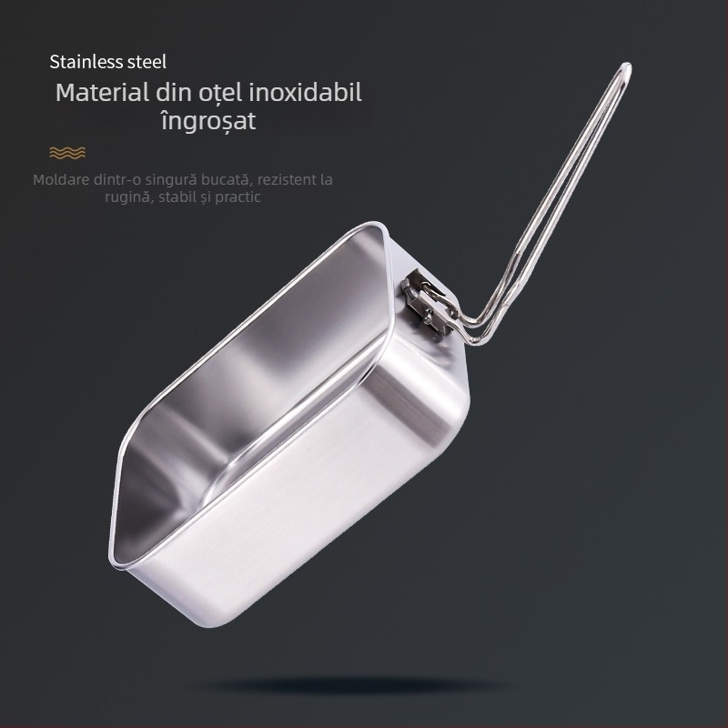 Cutie pentru prânz din oțel inoxidabil cu capac din bambus, pătrat, 501–800 ml, menține alimentele proaspete
