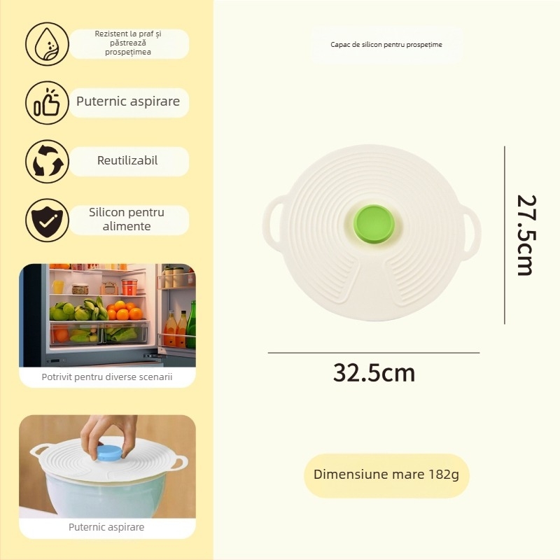 Capac din plastic pentru farfurii, boluri și oale — protecție împotriva stropilor în microunde, praf și insecte, de calitate alimentară.