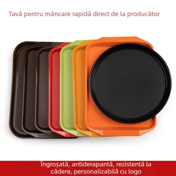 Tavă din plastic antiderapantă, dreptunghiulară, cu logo imprimat, pentru uz casnic, hoteluri, restaurante și cantinele școlare