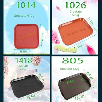 Tavă din plastic antiderapantă, dreptunghiulară, cu logo imprimat, pentru uz casnic, hoteluri, restaurante și cantinele școlare