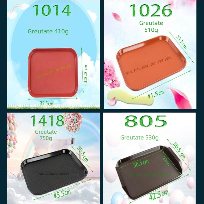 Tavă din plastic antiderapantă, dreptunghiulară, cu logo imprimat, pentru uz casnic, hoteluri, restaurante și cantinele școlare
