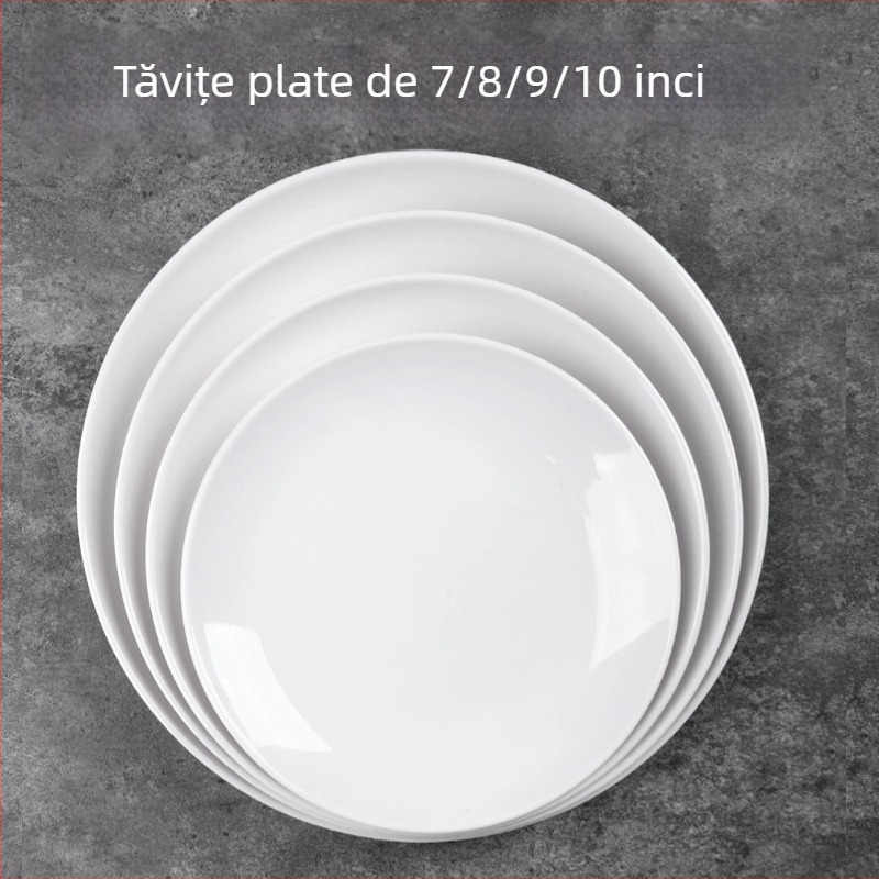Farfurie plată rotundă din melamină, stil occidental, modele variate, imprimare siglă și personalizare disponibile