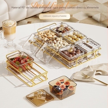 Tavă rotativă din plastic, cu mai multe niveluri, în stil Nordic, pentru preparate fierbinți și garnituri