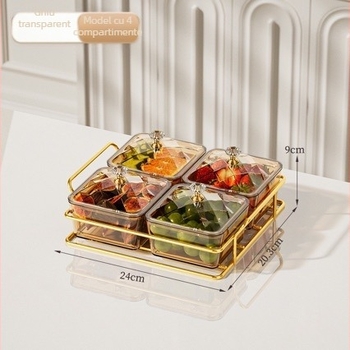 Tavă rotativă din plastic, cu mai multe niveluri, în stil Nordic, pentru preparate fierbinți și garnituri