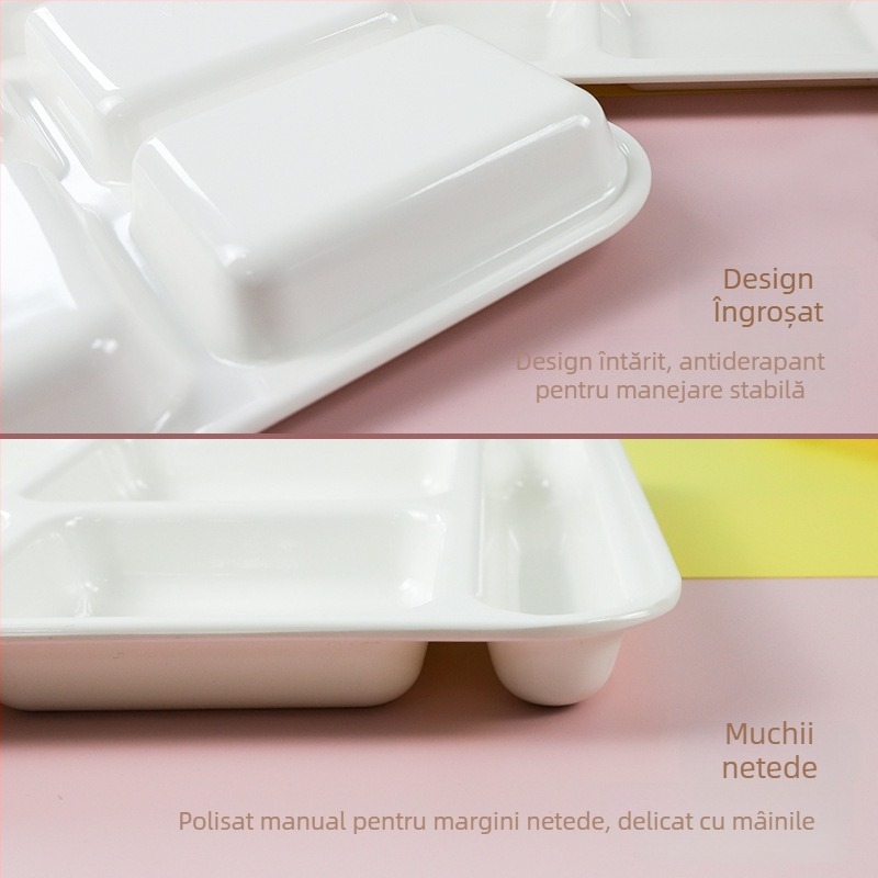 Tavă melamină divizată pentru fast-food, pătrată, 4-6 compartimente, îngroșată, personalizabilă cu logo
