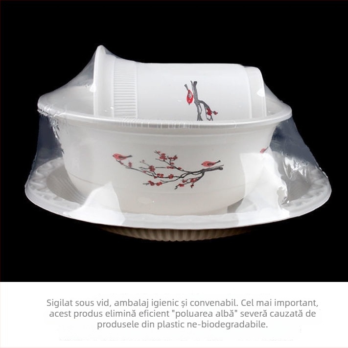 Set de veselă de unică folosință, ambalat individual, grosime îmbunătățită, set de patru piese, din plastic alimentar, pentru uz comercial și casnic