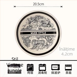 Set de boluri și farfurii pentru uz casnic — ceramică, stil chinezesc, lux ușor și retro, brand Enny (Ceramică; Stil chinezesc; Lux ușor și retro)