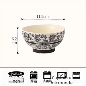 Set de boluri și farfurii pentru uz casnic — ceramică, stil chinezesc, lux ușor și retro, brand Enny (Ceramică; Stil chinezesc; Lux ușor și retro)