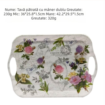 Tavă de servire din melamină, dreptunghiulară — model monocrom, imprimare logo disponibilă, cuptor cu microunde indisponibil