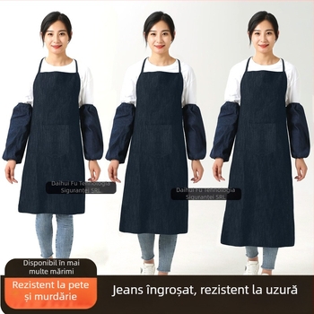 Șorț de denim pentru sudură cu buzunar, robust, rezistent la uzură, protecție împotriva poluării pentru sudură și lucrări în construcții