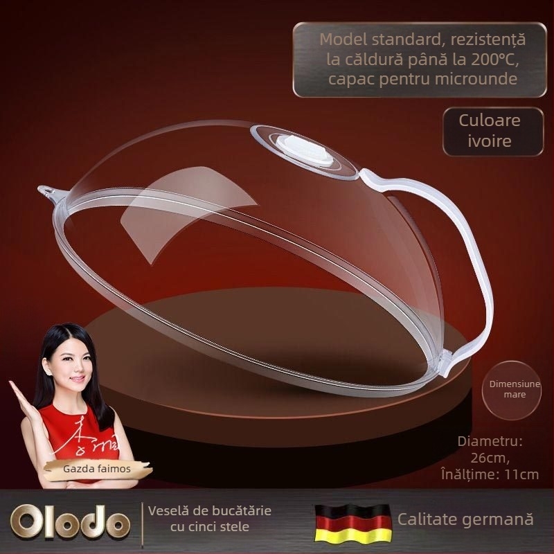 Orado capac pentru microunde pentru încălzire, rezistent la temperaturi înalte, anti-stropi, conform pentru alimente, capac din plastic transparent pentru păstrarea prospețimii