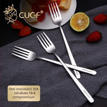 Furculiță pentru fructe, oțel inoxidabil 304, stil occidental, suprafață lustruită oglinditoare, marcă Cugf/Chef Guifei